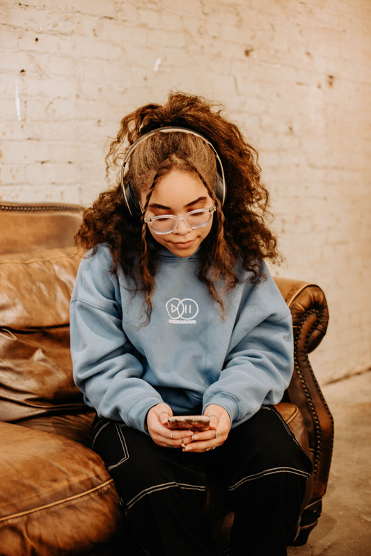 "Hometown Blue" Oversized Craze Above Logo Hoodie